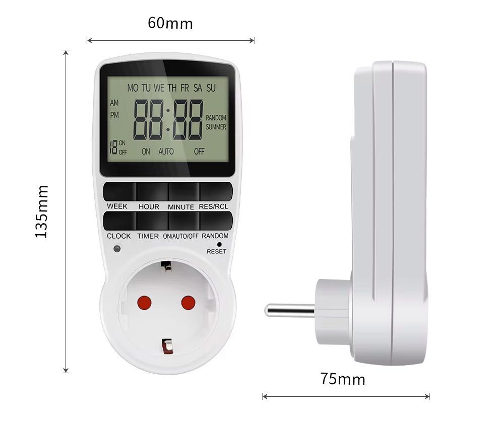 Timer cyfrowy programator czasowy gniazdko wyłącznik czasowy schuko