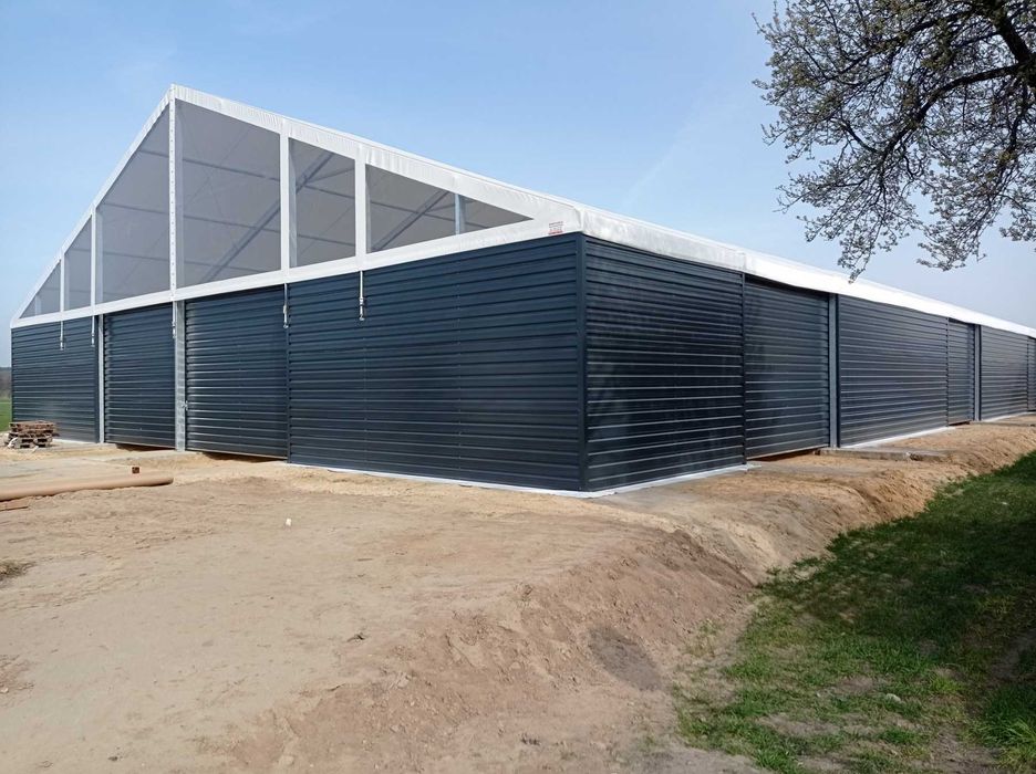 hala namiotowa 25x40x4m ujeżdżalnia dla koni boki z blachy trapezowej