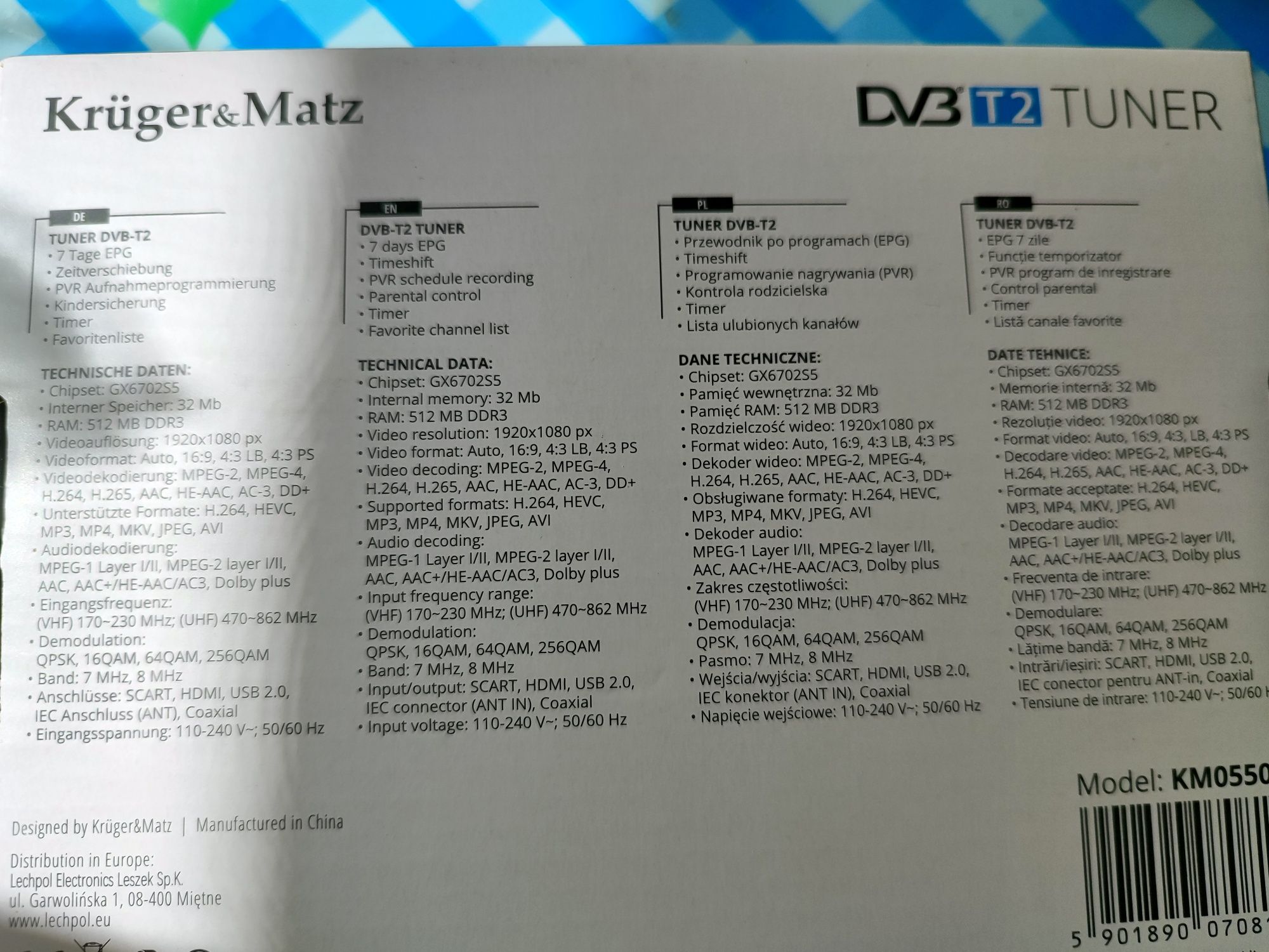 Dekoder dvb T2 Kruger&matz KM0550B