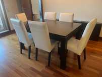 Mesa sala de jantar e 8 cadeiras (madeira maciça - wengué)