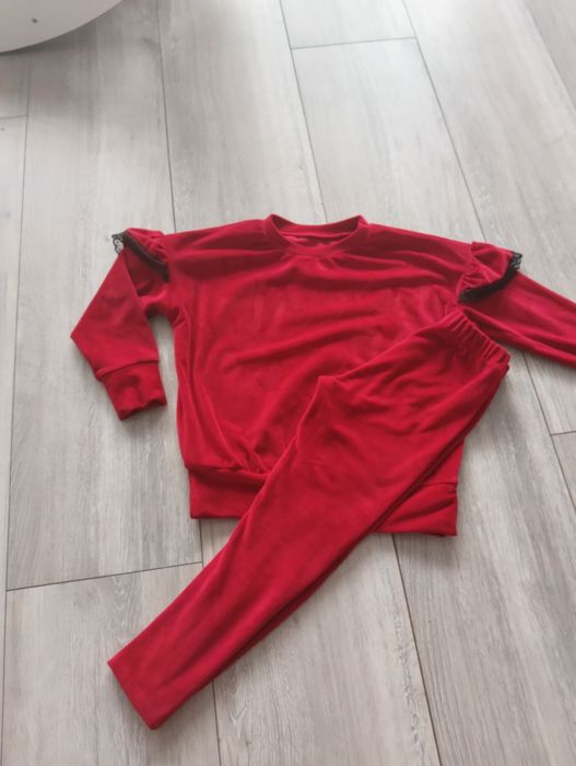 Komplet welurowy dresowy dla dziewczynki 128