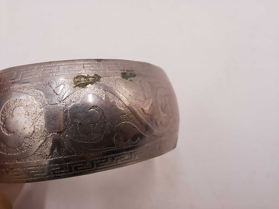 Bransoletka bangla srebrna metalowa meander grawer jak Ryszard Stroińs