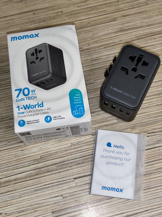 MOMAX 1World PD70W GaN 5portowy+ładowarka sieciowa Uniwersalny adapter