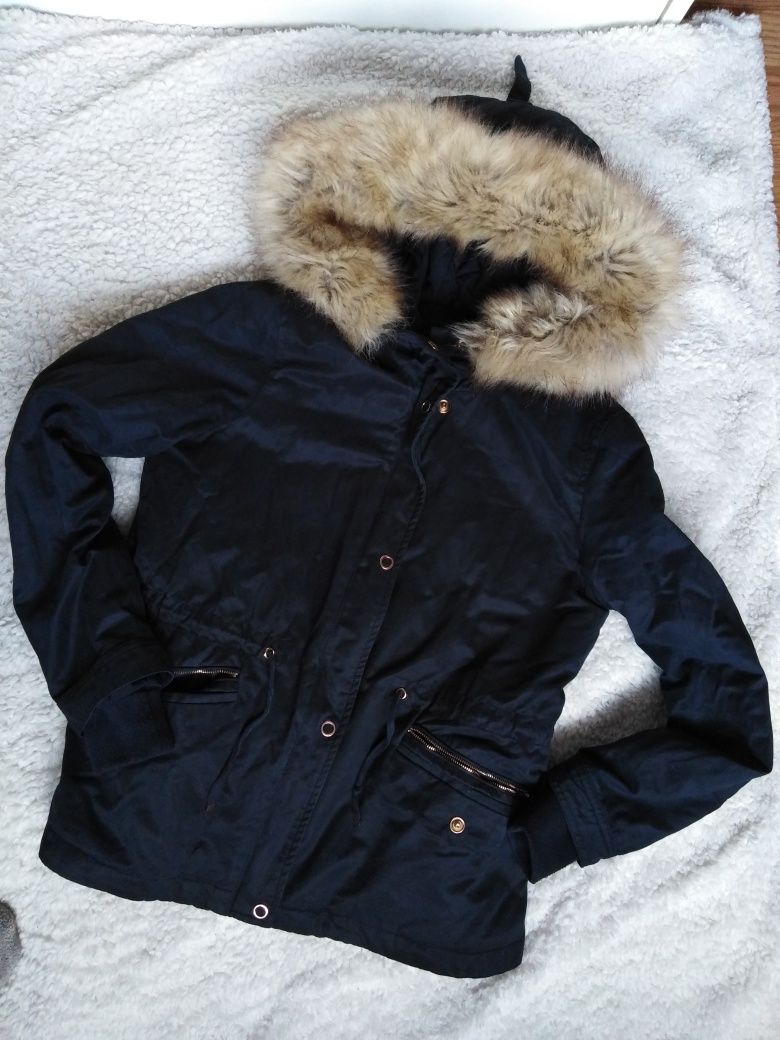 Granatowa kurtka, parka Zara 3 w 1