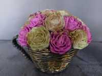 Kwiaty,Koszyk z wikliny papierowej,handmade