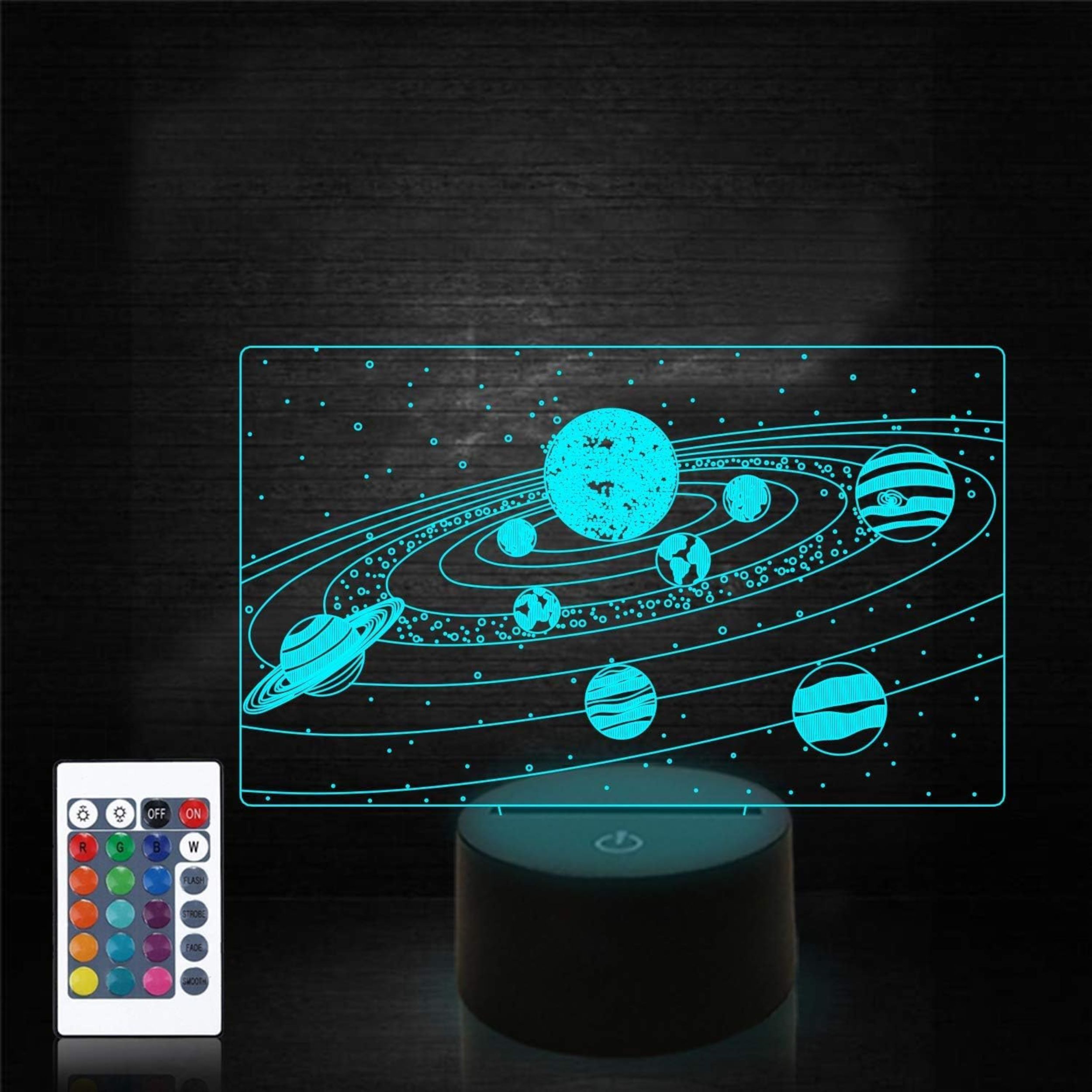 LAMPKA nocna led 3d galaktyka planety Układ Słoneczny Kolory