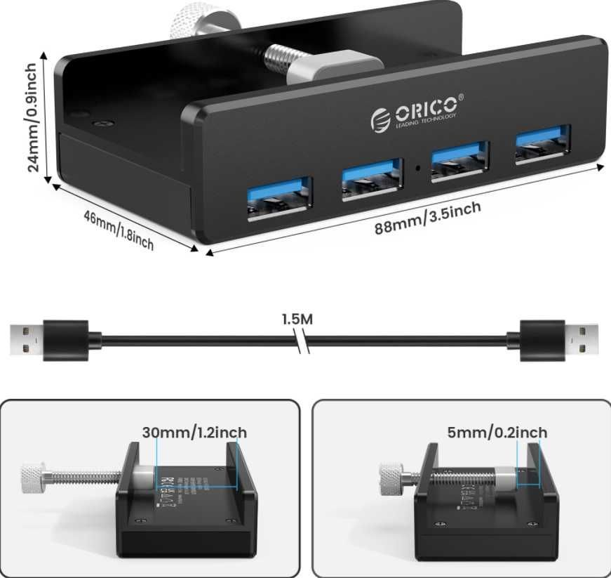 USB HUB ORICO (MH4PU-P-BK-BP) USB 3.0 (юсб хаб)