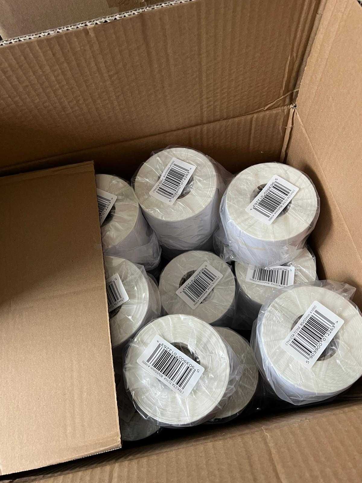 Etykiety termiczne 80x50mm 10 000szt (10 rolek po 1000 szt)