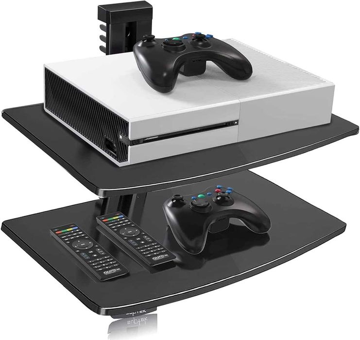 Suptek ‎CS202 Podwójna półka pod TV z szkła hartowanego, dla Xbox, DVD