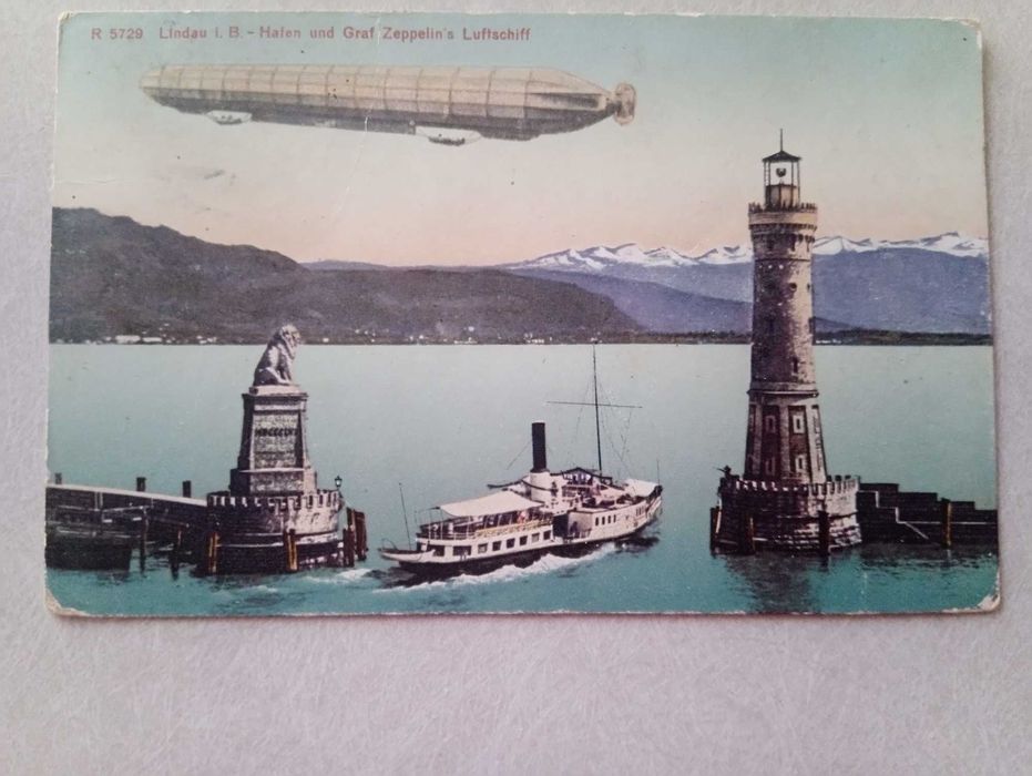 Pocztówka Zeppelin Nad Portem 1910 rok