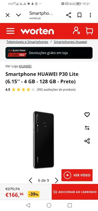 Huawei P30 lite 128 gb memoria e 4gb ram