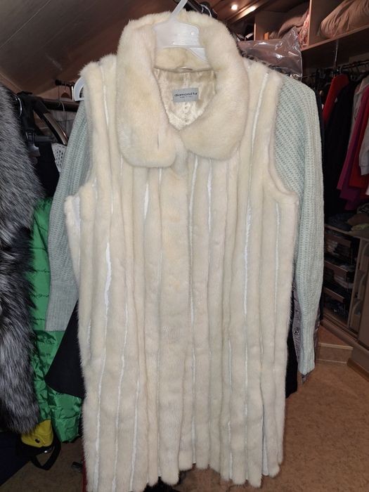 Жилет довгий біла норка