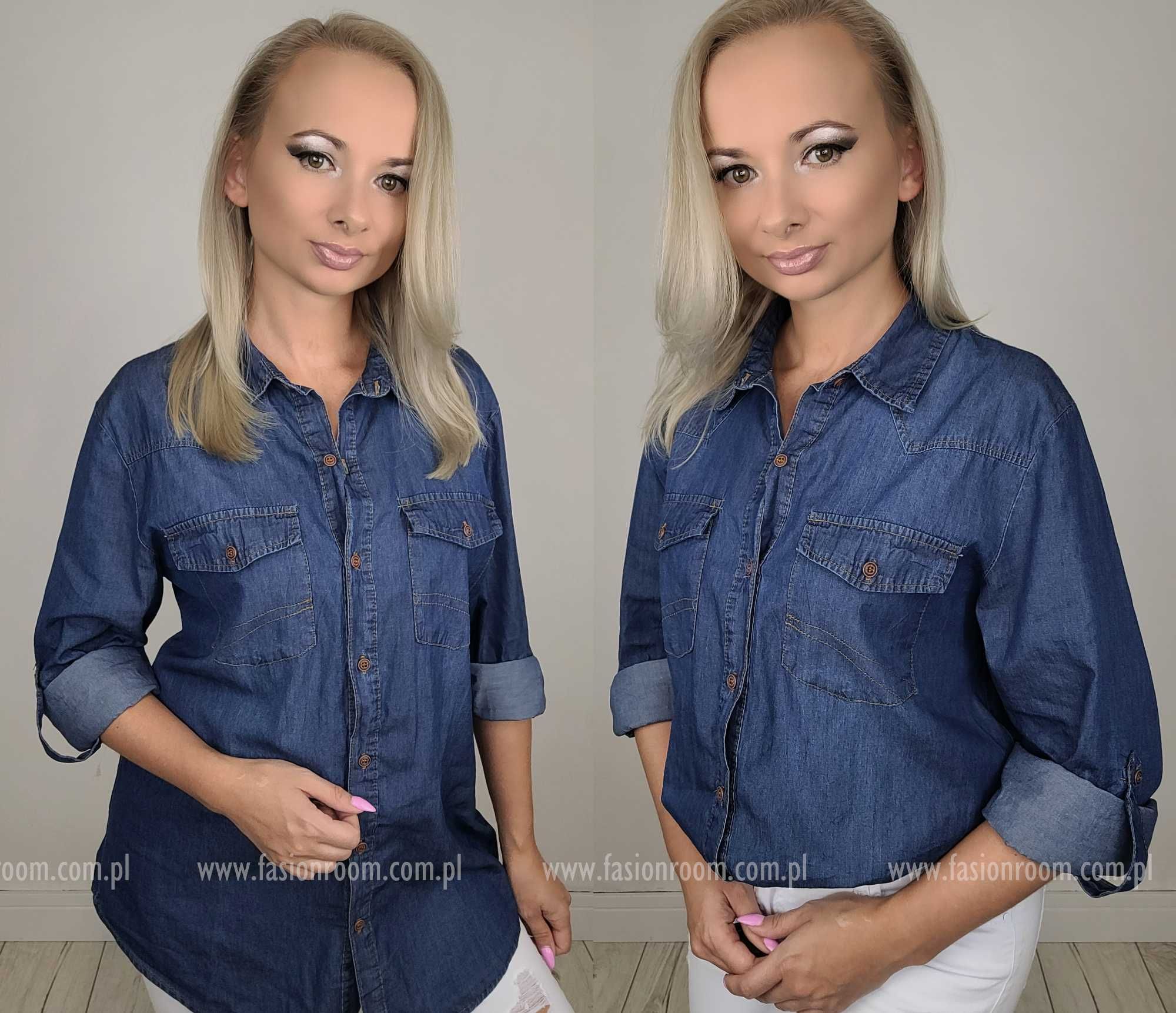 PLUS SIZE rozm 46 - 54 Koszula damska jeansowa klasyczna TU  52
