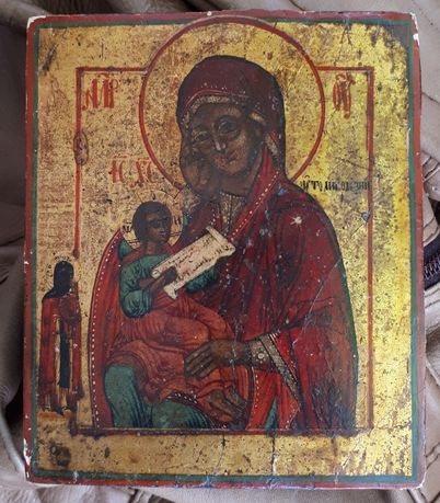 Икона Богородица Утоли мои болезни, 19в., 13.5х11.3см