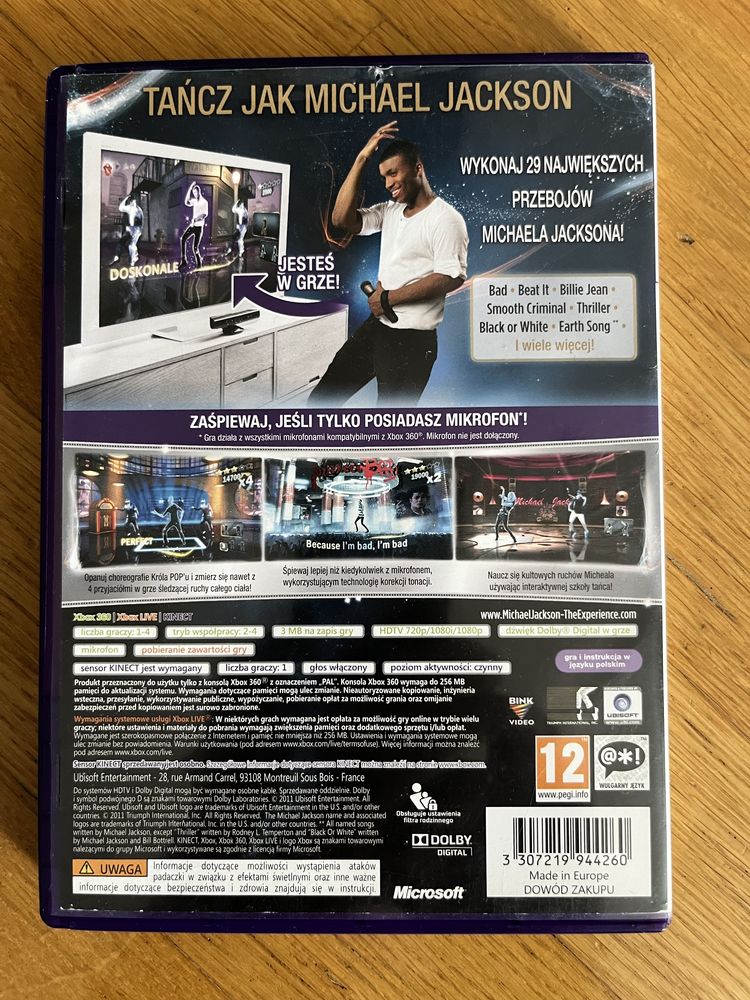 Gra Michael Jackson experience kinect Xbox 360