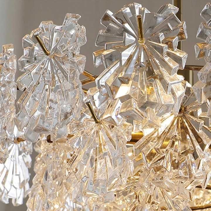 LAMPA WISZĄCA NAD STÓŁ do salono podłużna złota kryształowa glamour