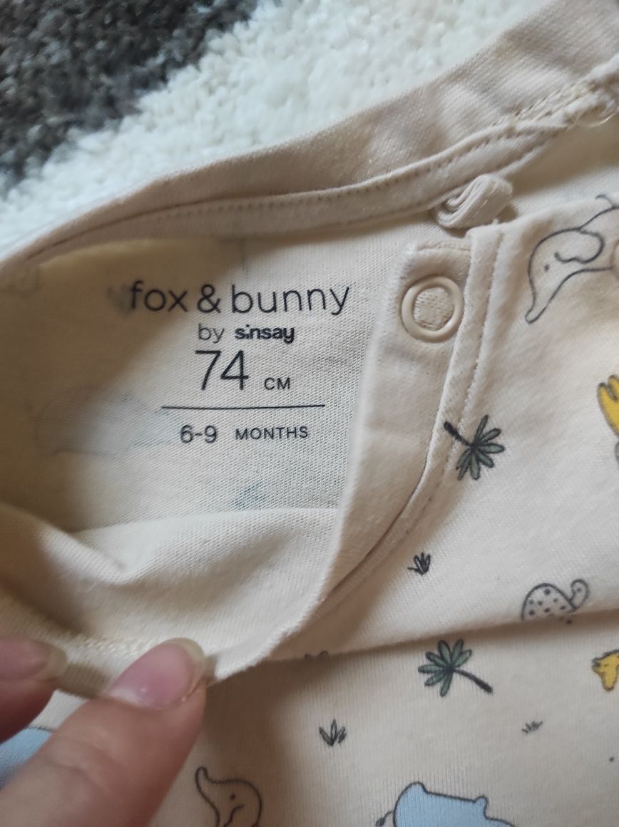 Koszulka niemowlęca z krótkim rękawem, Fox&bunny, 74, stan idealny