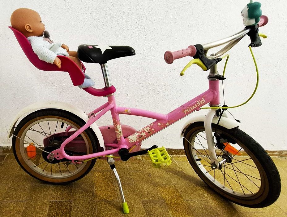 Bicicleta rosa Princess 16" com cadeirinha de boneca