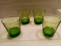 4 zielone świeczniki szklane