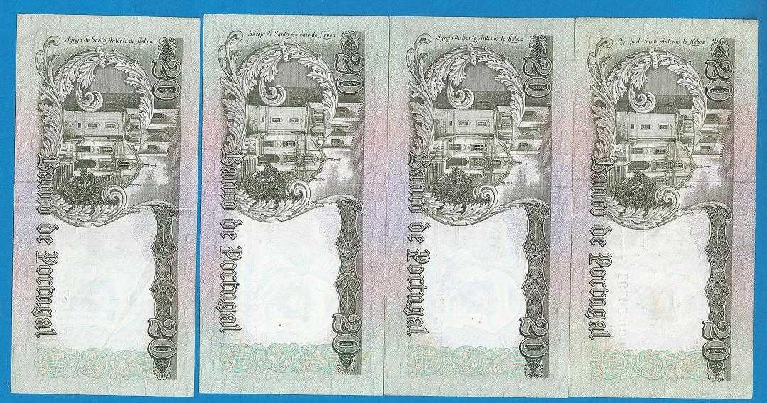 Notas  Portugal  20$00  escudos  Santo Antonio 1964