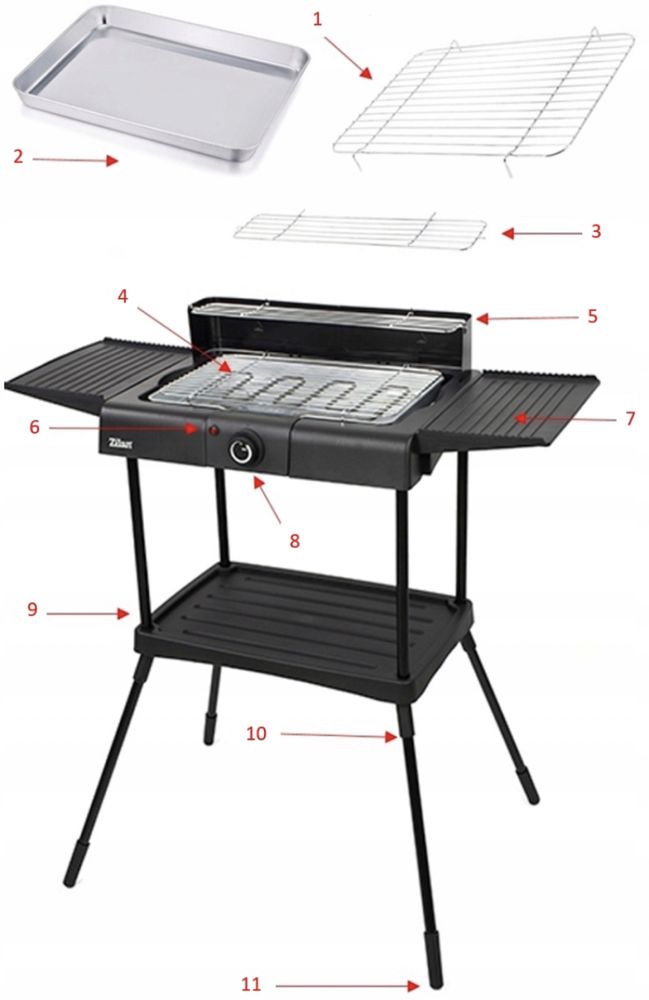 Grill elektryczny stojący duży wielofunkcyjny 2400W