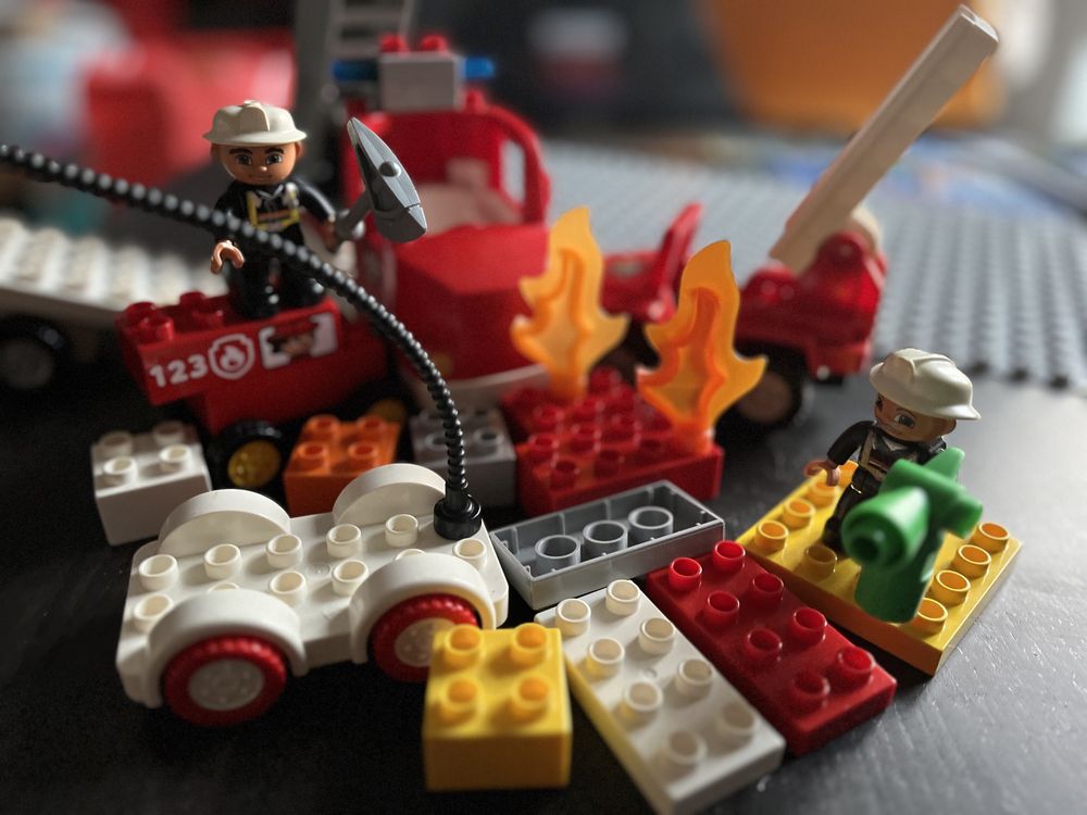 Lego duplo straż pozarna duzy zestaw kogut dzwiekowy swiatlo