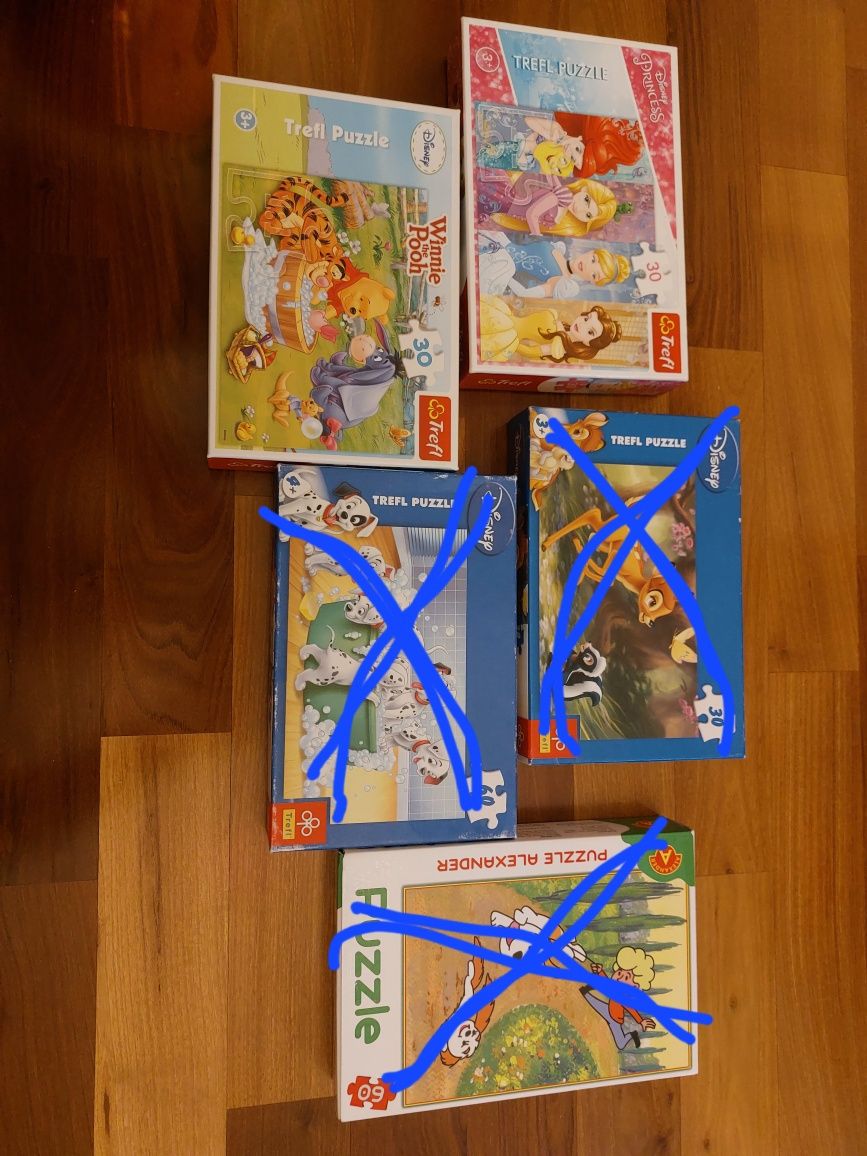 Puzzle zestaw Reksio Kubuś Puchatek disney bambi psy