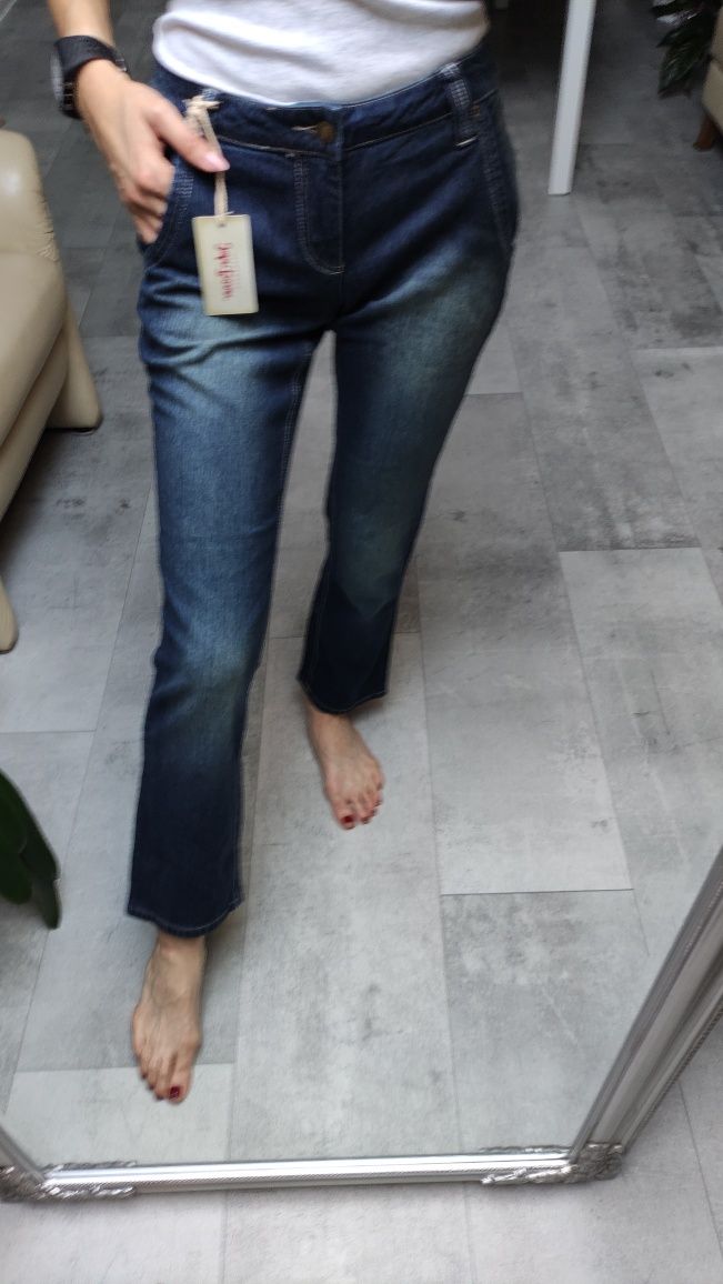 Granatowe jeansy do kostek xs nowe