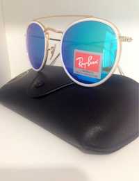 Ray-ban óculos 3647 azul castanho round 3447