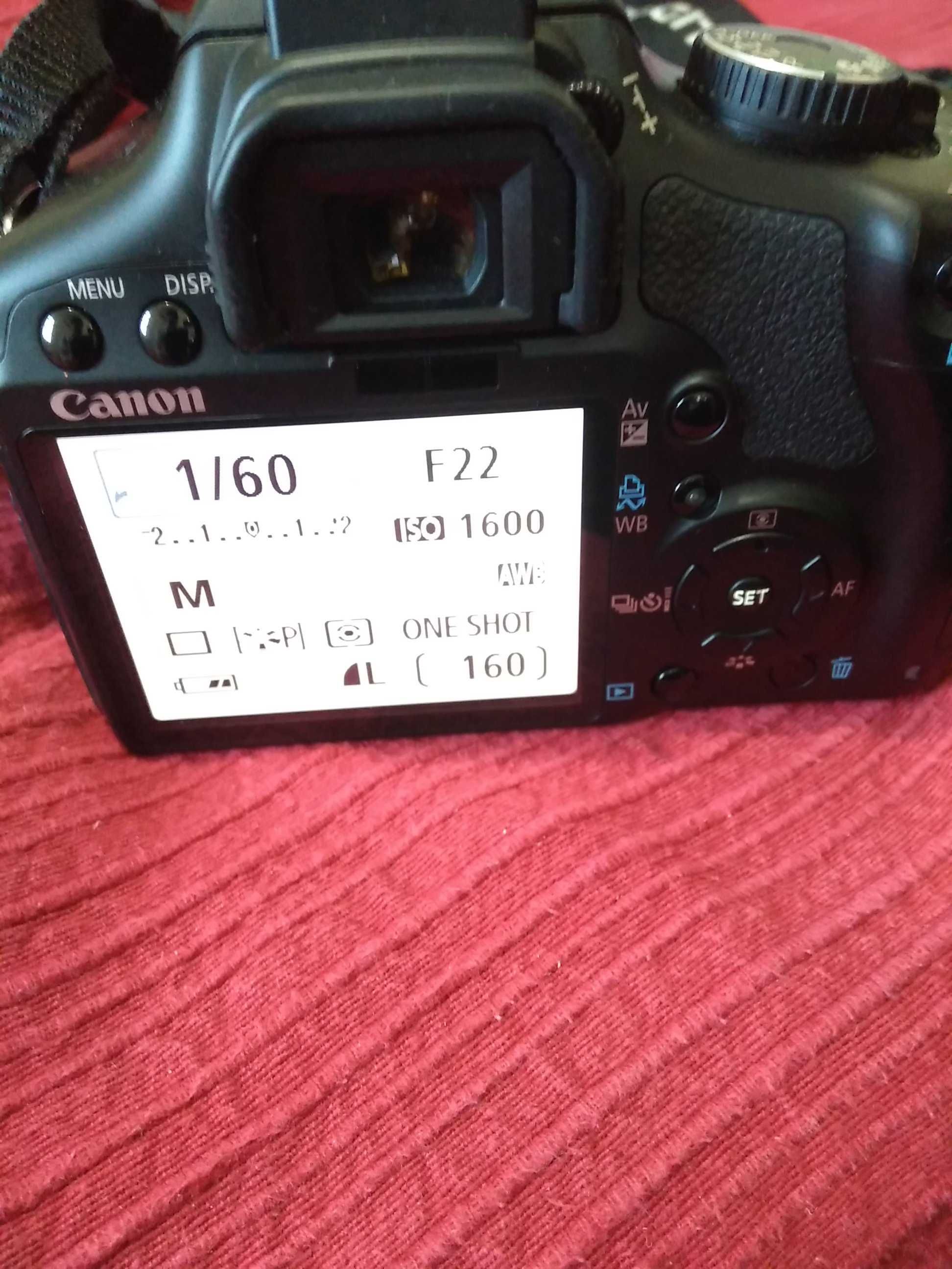 Canon 450D + Canon EFS 18-55mm + bateria + carregador