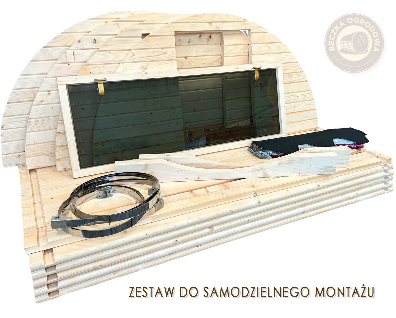 Sauna beczka ogrodowa do złożenia samodzielnego montażu WYSYŁKA 200 cm
