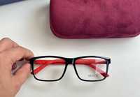 Gucci okulary korekcyjne ramki męskie czarne czerwone