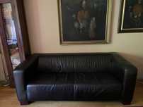 Skórzana sofa kanapa skóra naturalna ciemny brąz