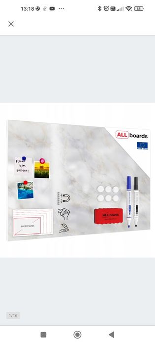 Tablica magnetyczna suchościeralna na magnesy z podróży