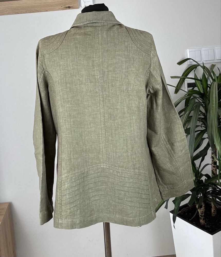 Unikatowy żakiet dwurzędowy khaki boho retro M 38 L 40 na wiosne lato