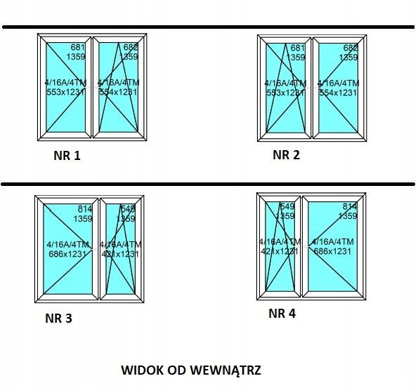 Okno PCV 2065 x 1135 70mm 6-komorowe 2-szybowe dwu-kwaterowe 210x120