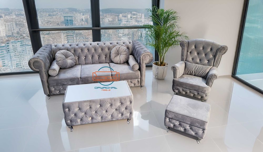 PRODUCENT ! Piękny zestaw cheesterfield spanie kryształki NR.7/2024 CH