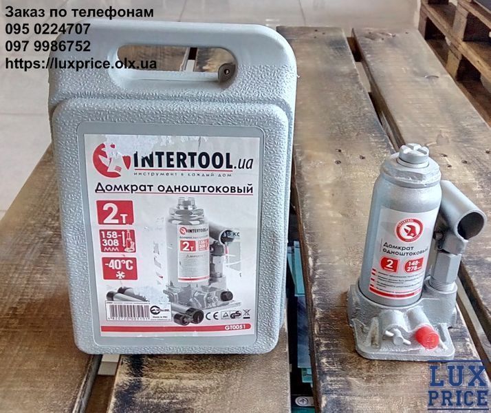 Домкрат "стовпчик" одноштоковий 2 т, в кейсі INTERTOOL GT0051