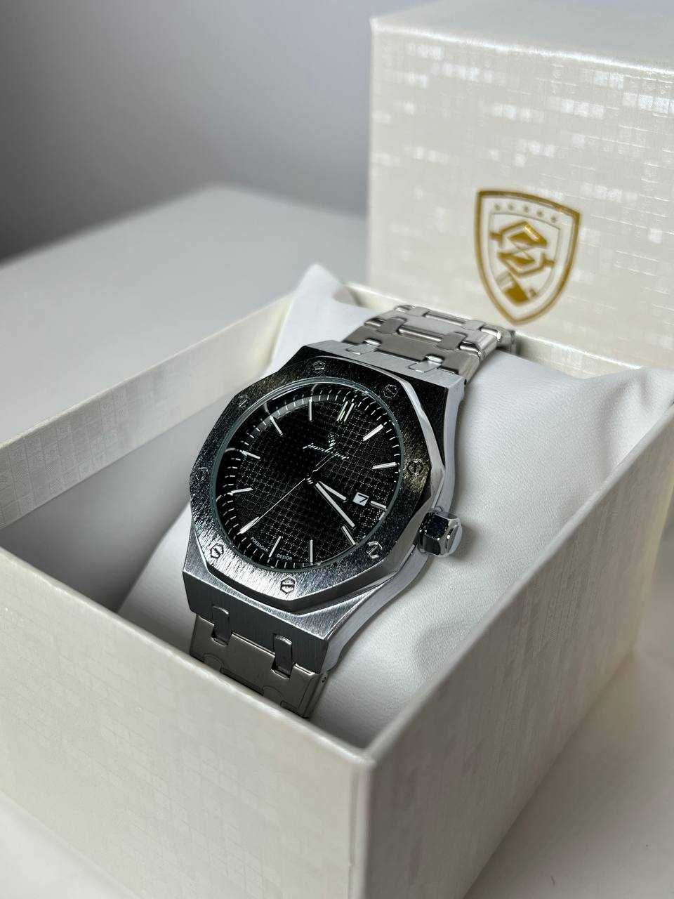 Часы Poedagar Piguet серебряные с черным циферблатом