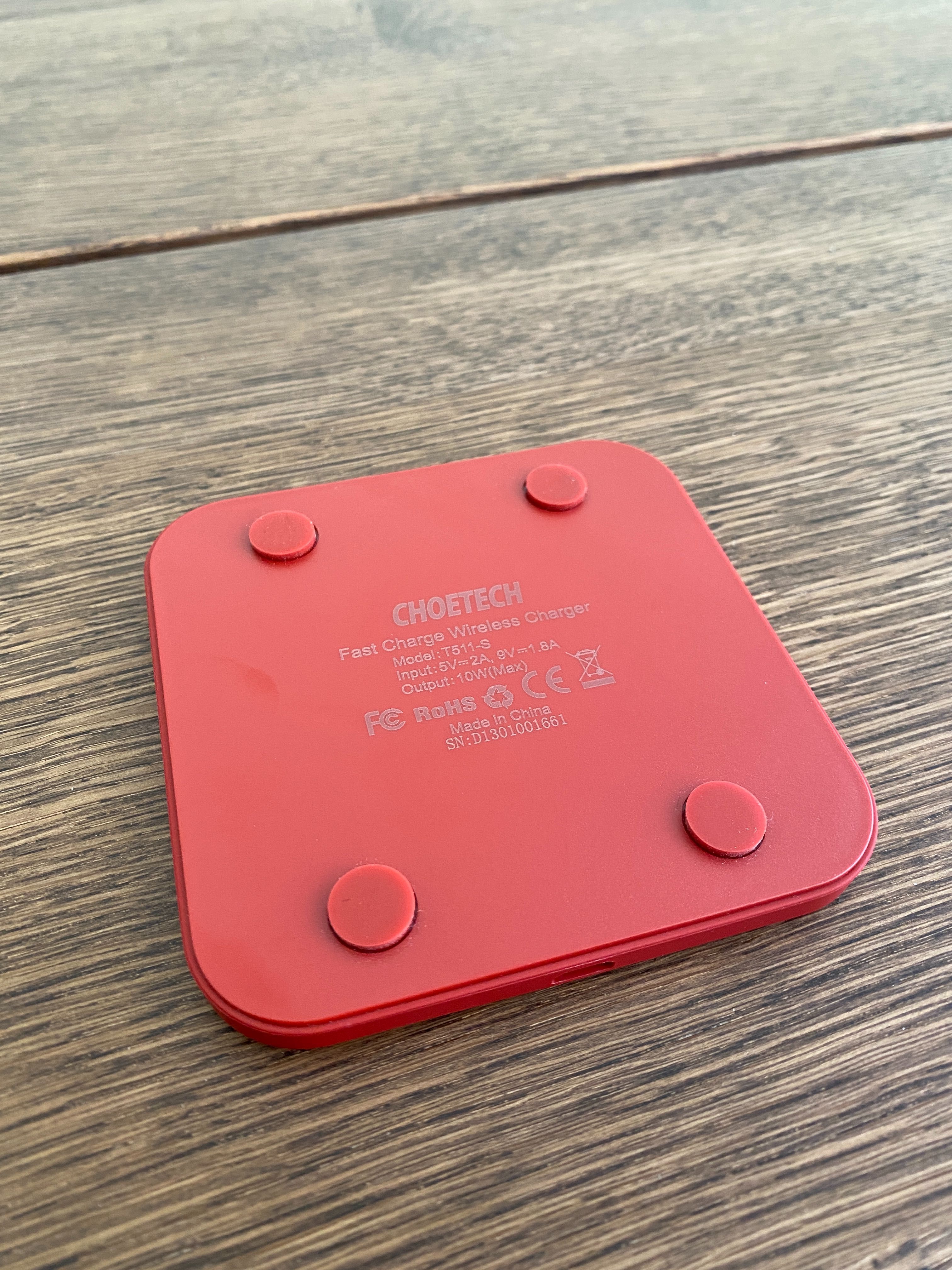 Carregador Wireless CHOETECH Vermelho 7.5W