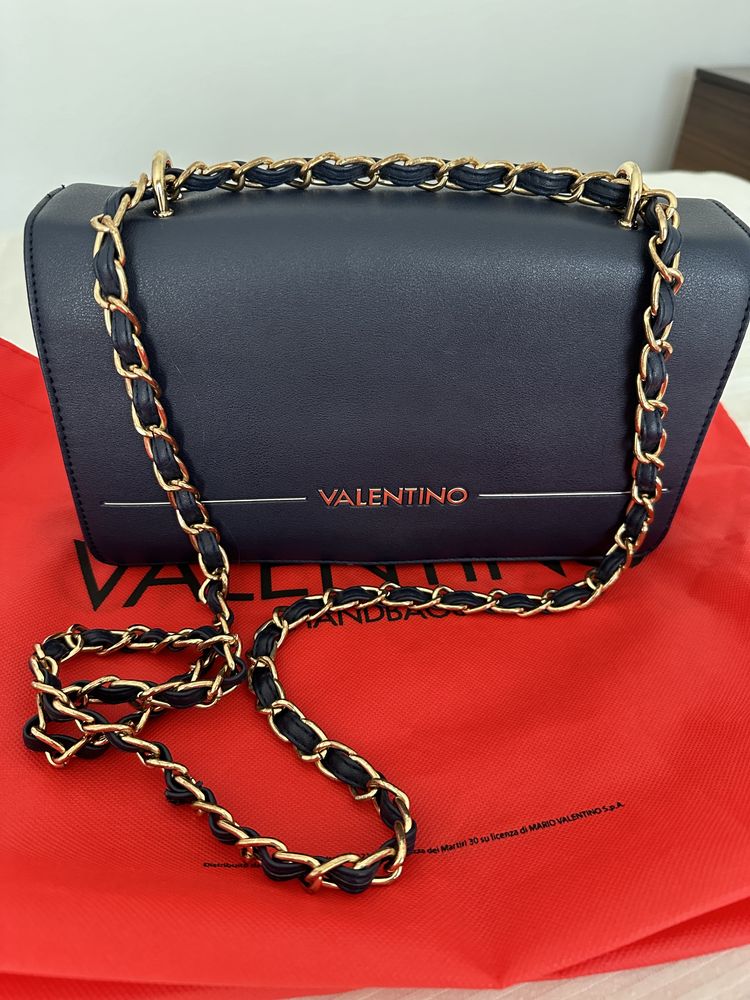 Mala Valentino azul marinho e dourado (como NOVA)