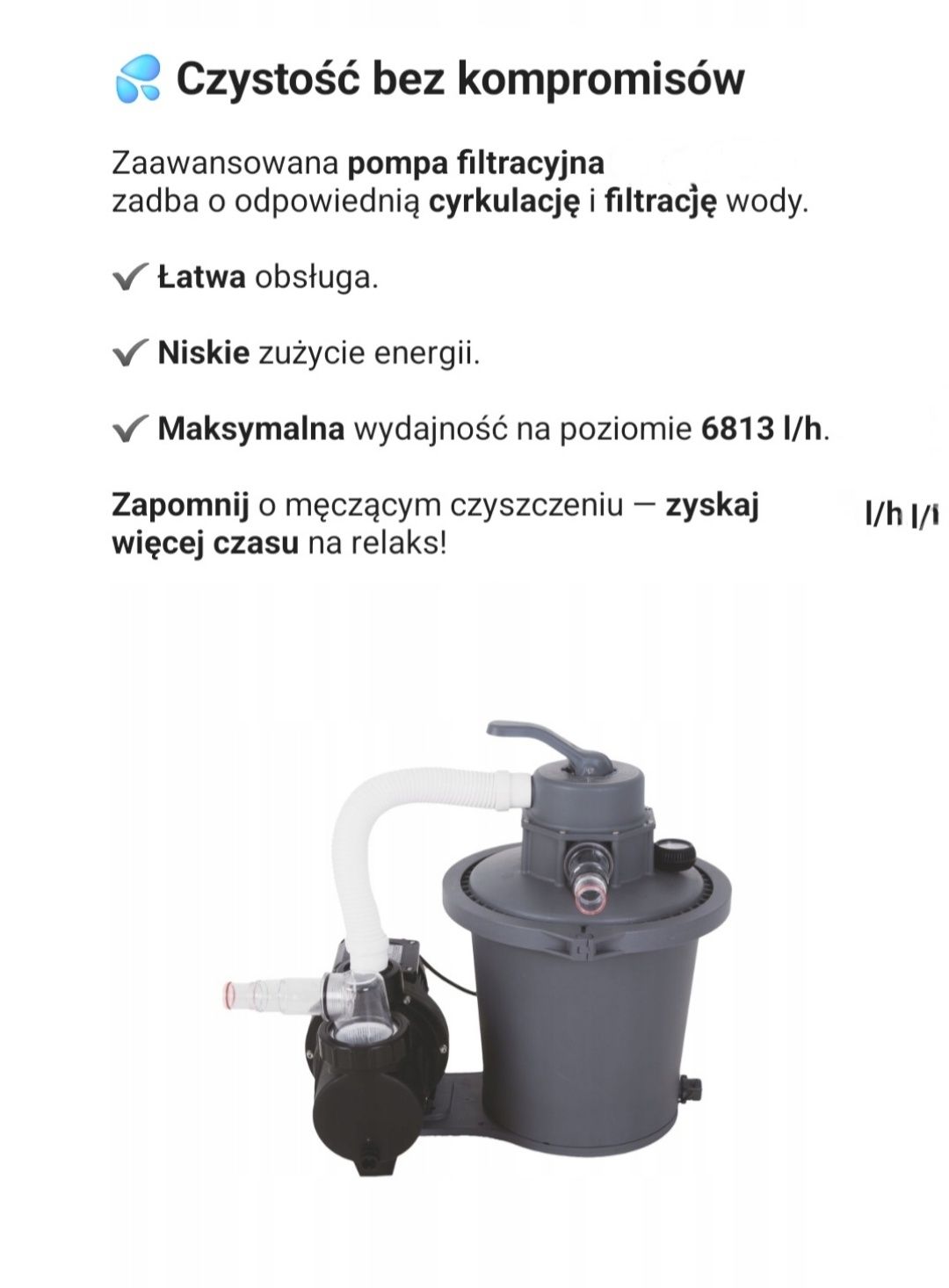 Pompa piaskowa do basenu nowa wydajna 6813 l/h