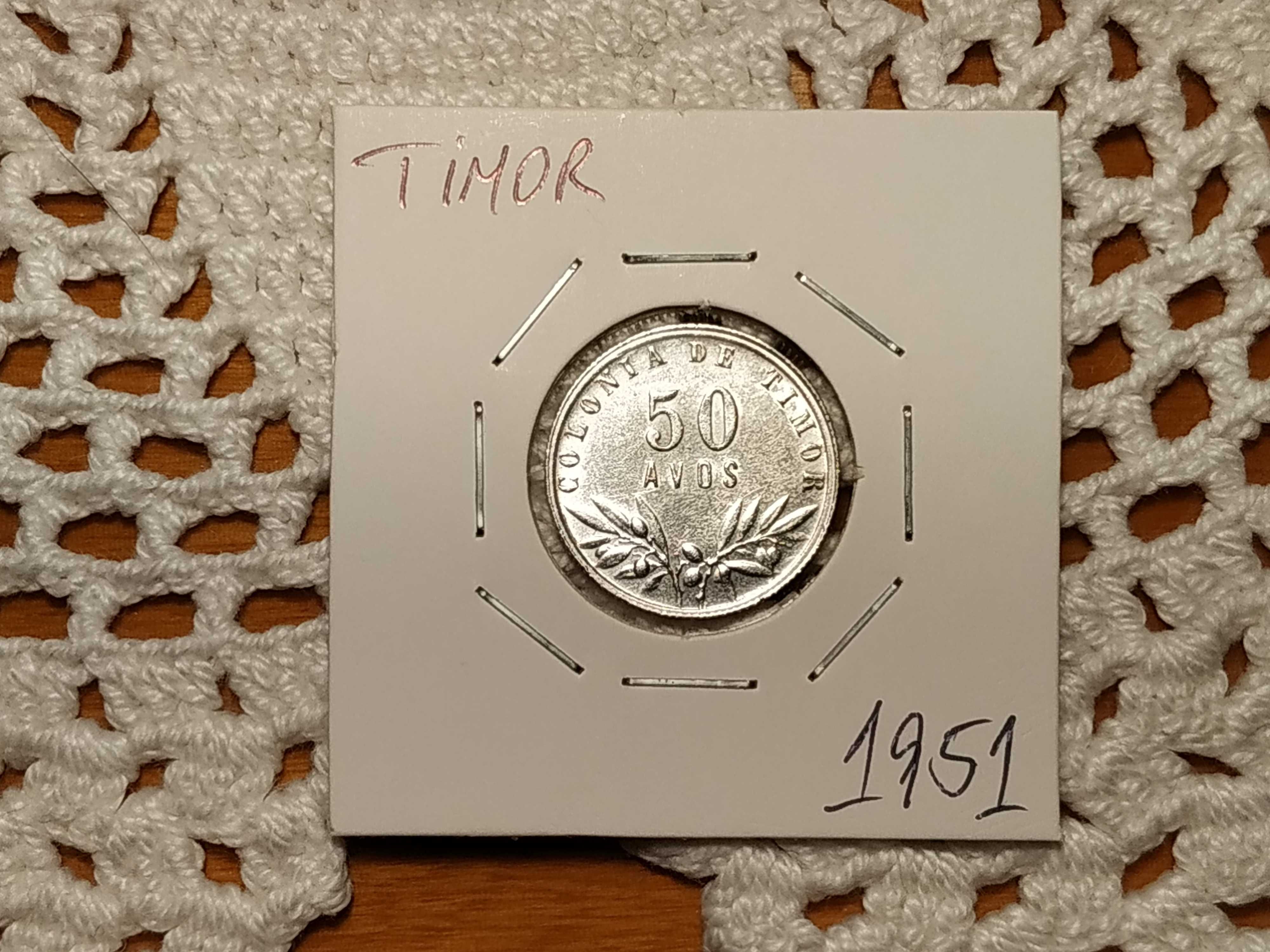 Timor - moeda em prata de 50 avos de 1951