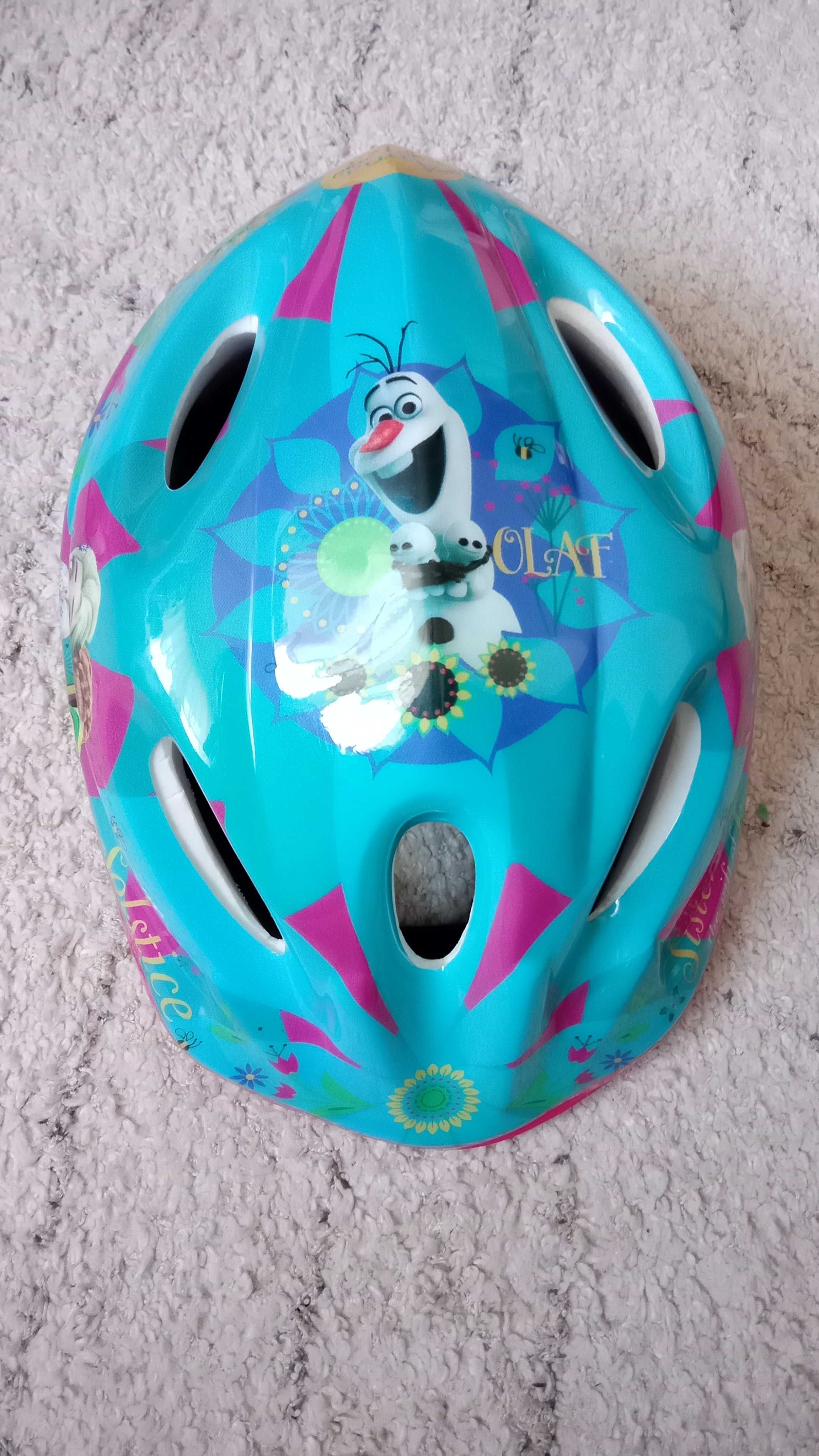 Kask dziecięcy rowerowy Anna, Elza, Olaf, Kraina Lodu głowa 52-56 cm