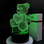 Lampka nocna 3D LED 7 kolorów Miś z sercem
