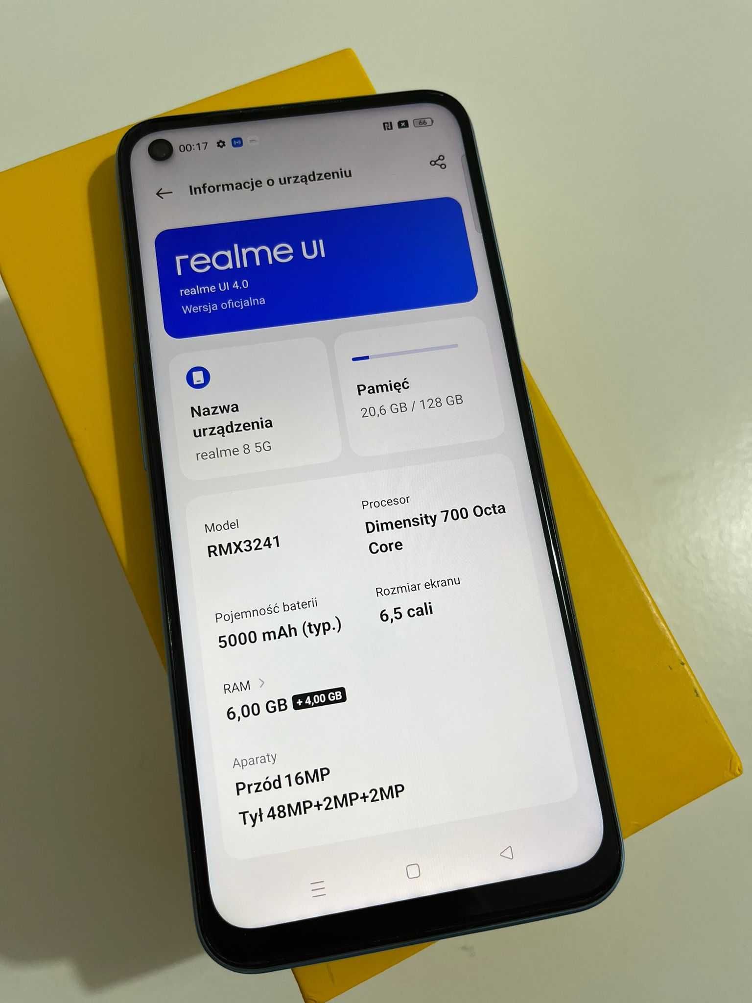 Smartfon Realme 8 5G 128 GB Supersonic Blue jak nowy GWARANCJA