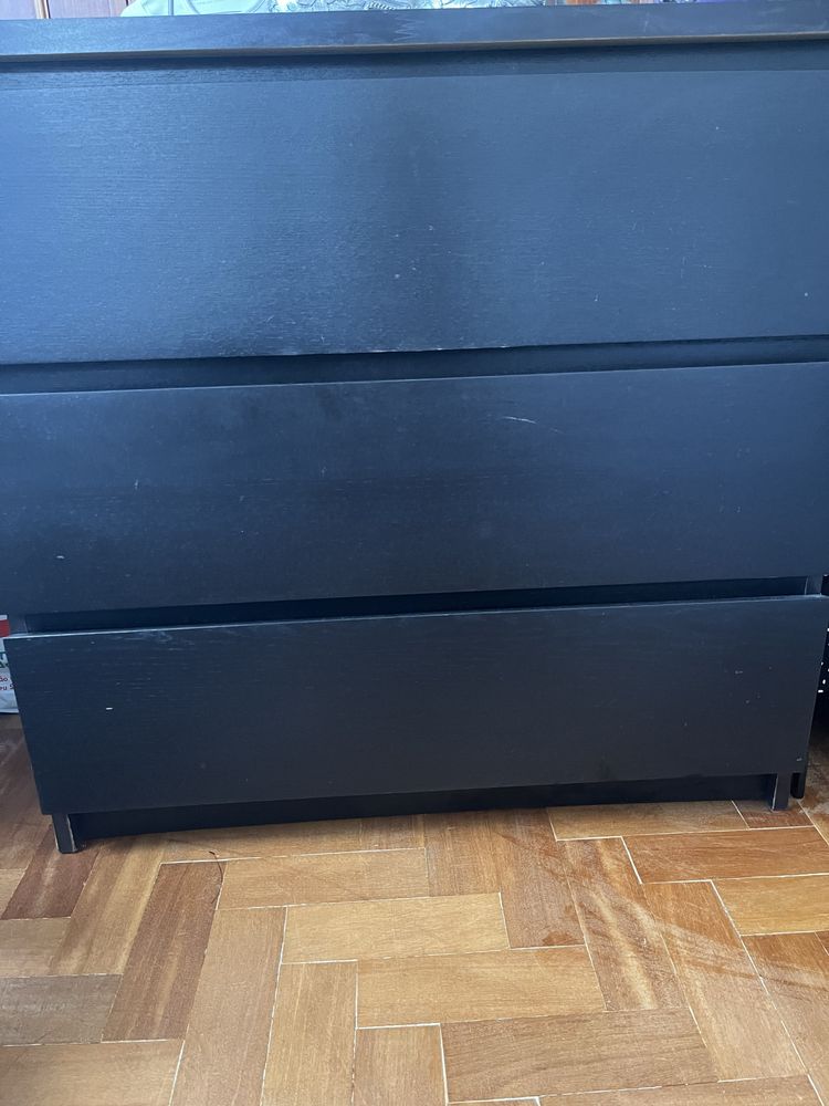 Comoda MALM 3 gavetas preta