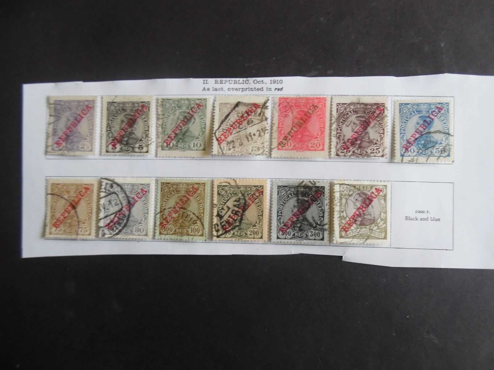 Selos Portugal 1910- D. Manuel "Républica" Mundifil nº 170/182