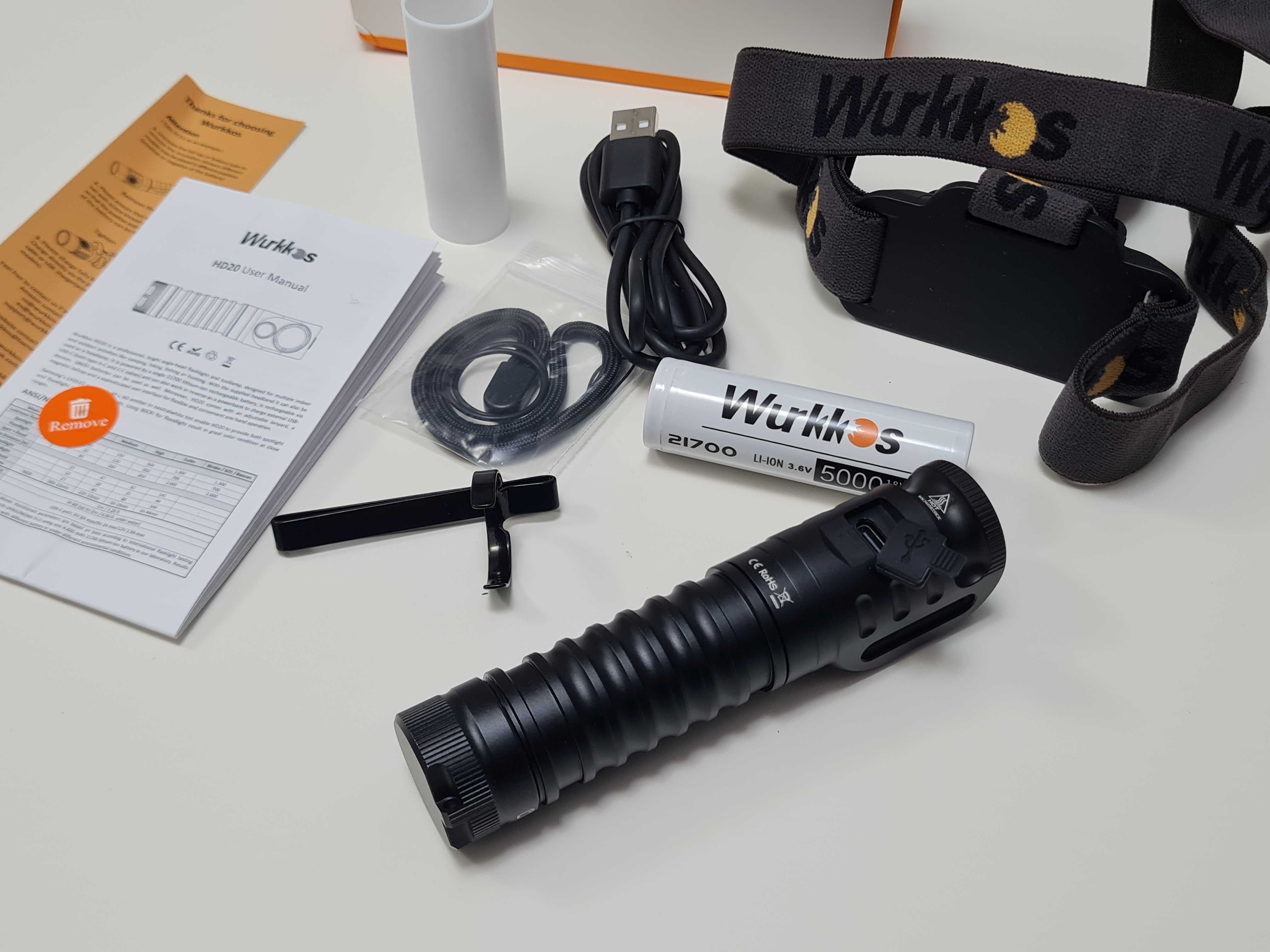 Profesjonalna Latarka czołowa Wurkkos HD20, ogniwo 4800mAh magnes