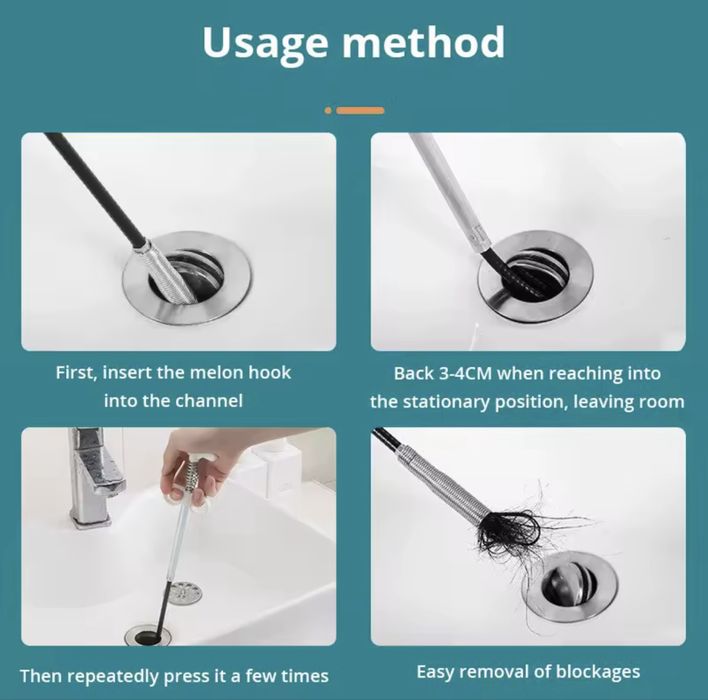 Сантехнический трос с захватом для прочиски труб - 160 см